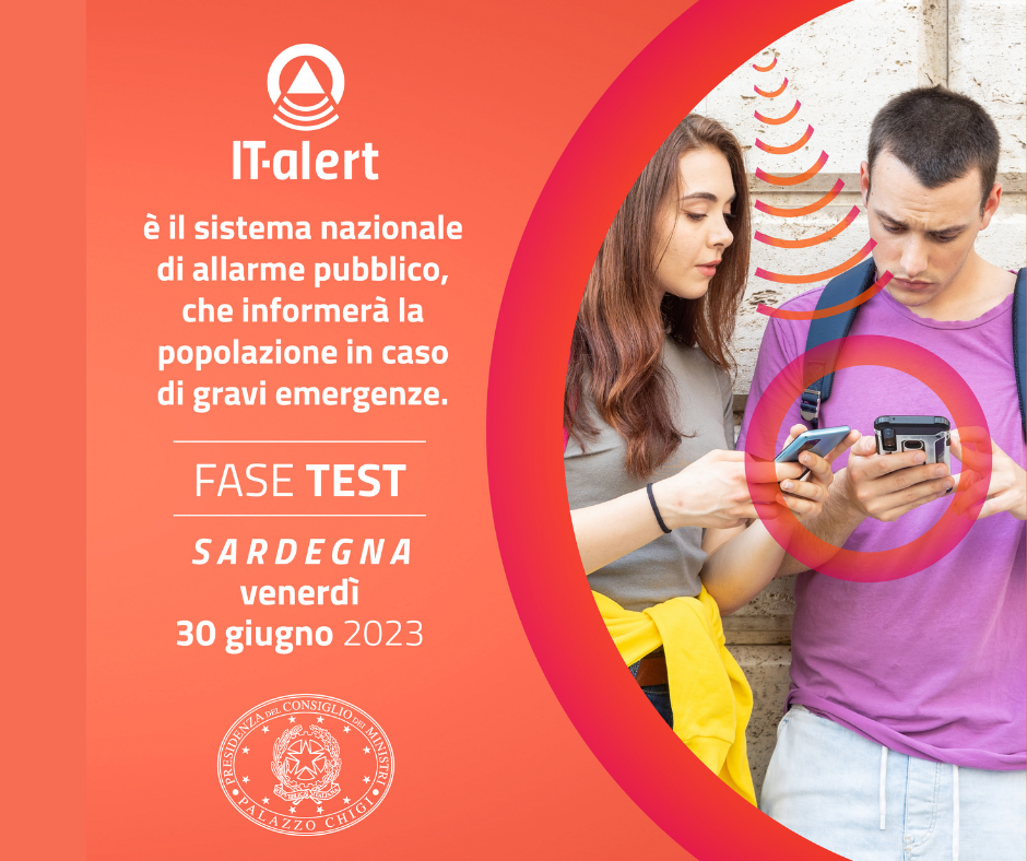 IT-alert: il sistema di allarme pubblico il 30 giugno in sperimentazione in Sardegna