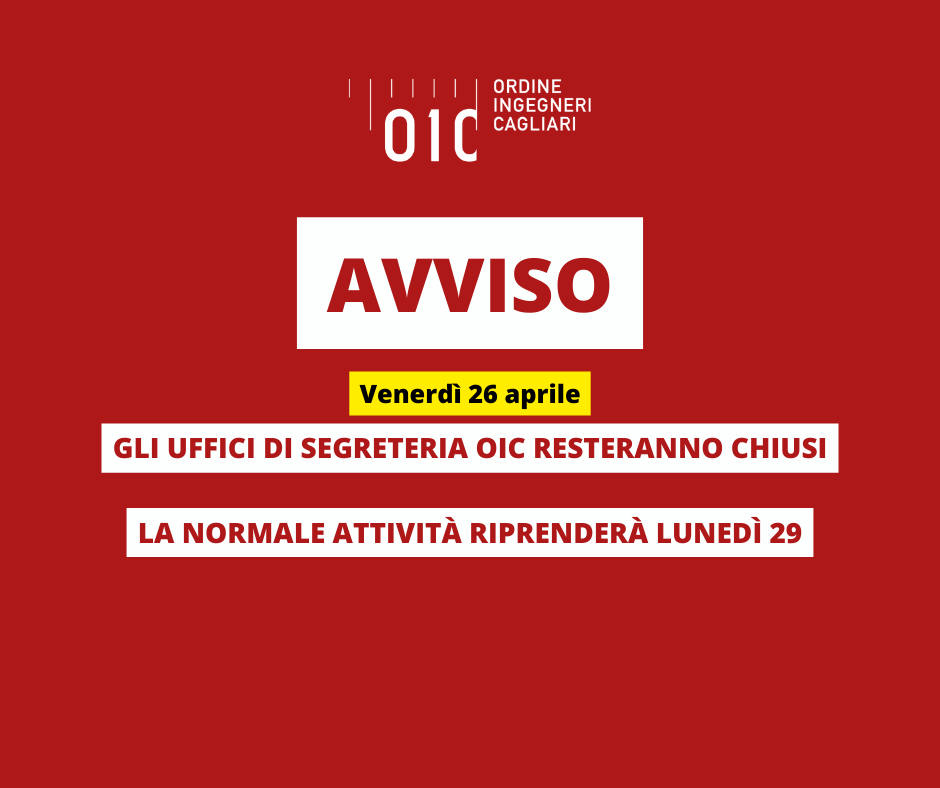 Avviso di chiusura degli uffici OIC