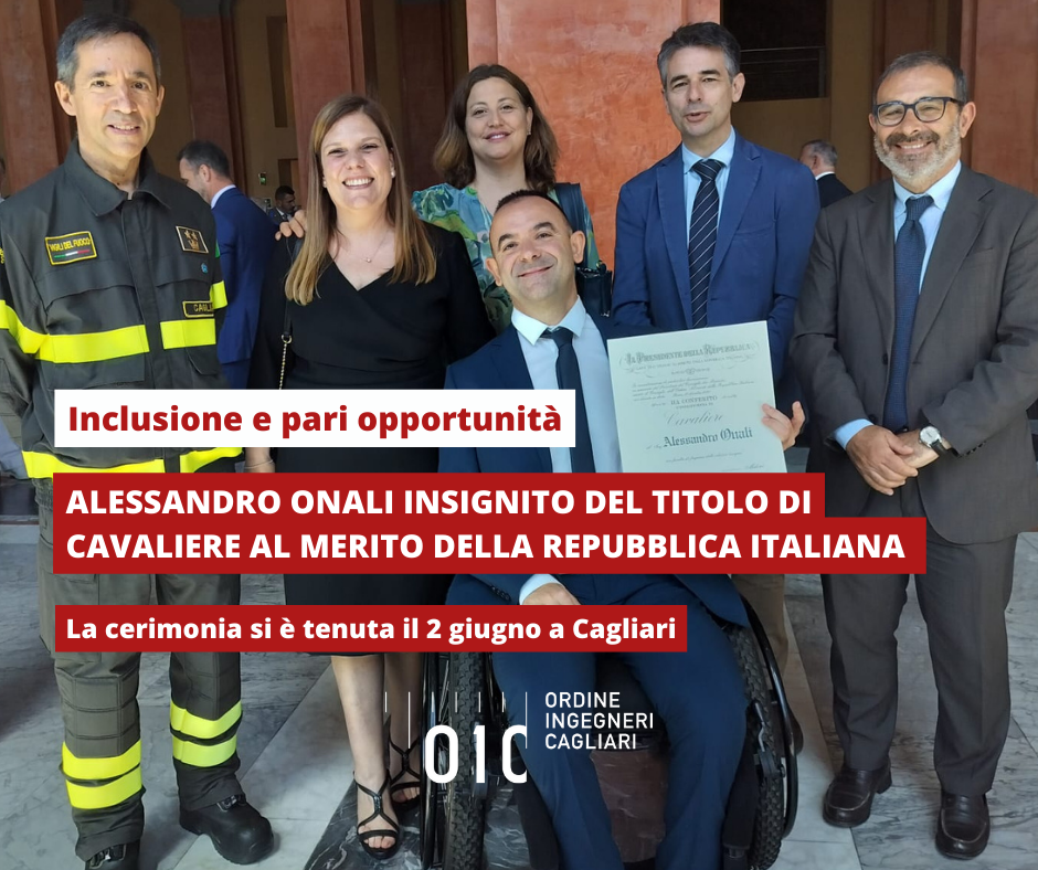 Il Consigliere OIC Alessandro Onali premiato Cavaliere al Merito della Repubblica Italiana