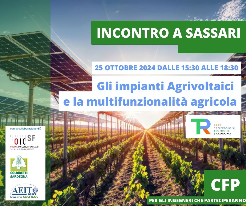 La RPT incontra i territori –  Impianti agrivoltaici e multifunzionalità agricola a Sassari