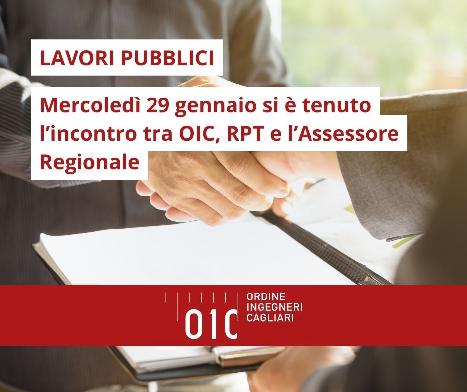 Lavori Pubblici: OIC e RPT hanno preso parte al Tavolo tecnico con l’Assessorato Regionale