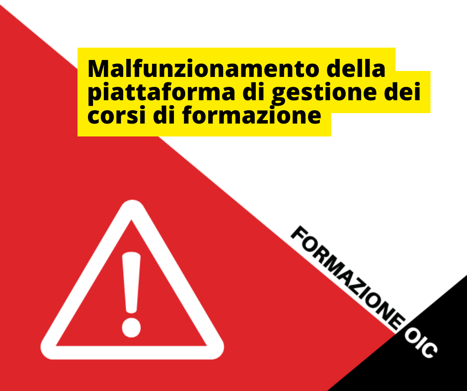 Malfunzionamenti della piattaforma per i corsi della Scuola di Formazione OIC